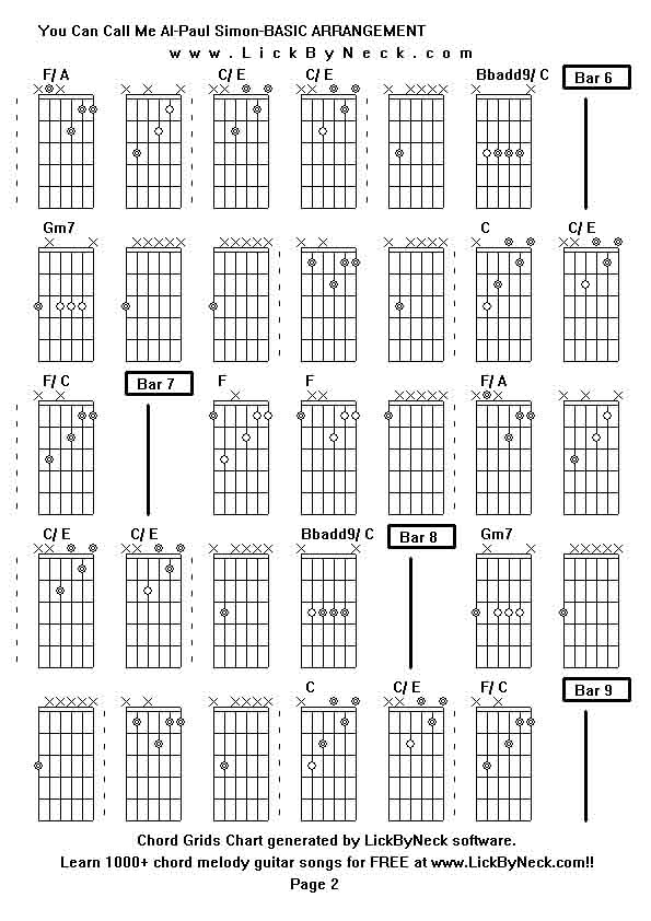 Chord Grids Chart of chord melody fingerstyle guitar song-You Can Call Me Al-Paul Simon-BASIC ARRANGEMENT,generated by LickByNeck software.